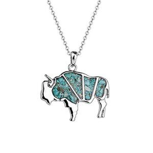 Gemstone Animal Necklace Turquoise Tigers Eye Wildlife Pendant